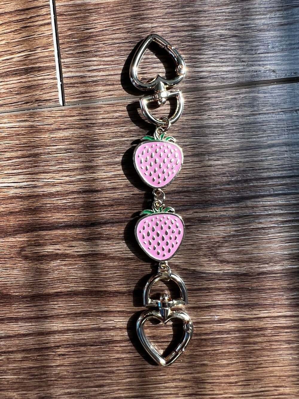 Strawberry Purse Charm Bag Chain Strap Extender with Heart Clasps